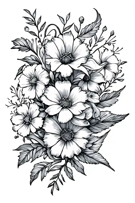 MARCH BIRTH FLOWER, PISCES FLOWERS AND ARIES FLOWERS tattoo design idea
