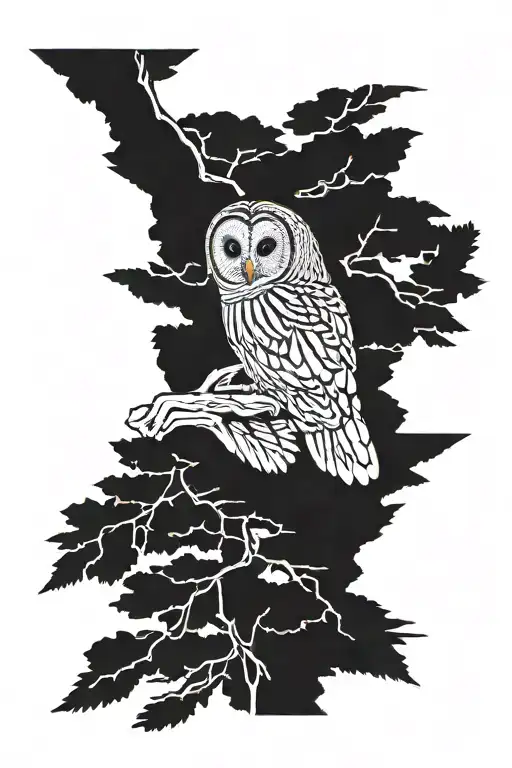barred owl in flight tattoo design idea