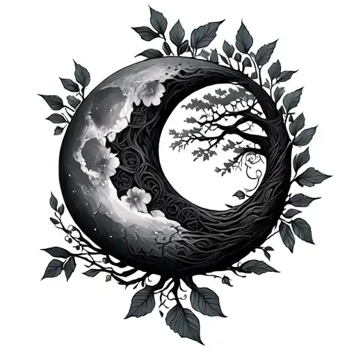 tree, celtic, moon, tribal, kids, flowers, leaves tattoo tattoo design idea