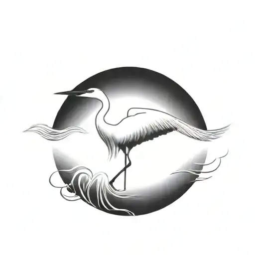 cover up egret tattoo design idea