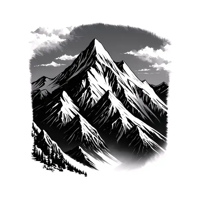 mountain landscape tattoo design idea