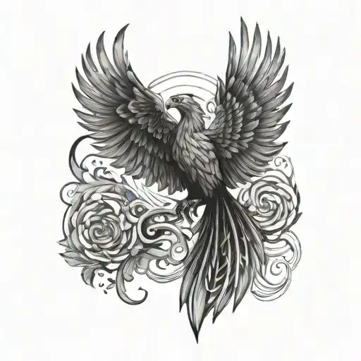 one day at a time and a pheonix rising tattoo design idea