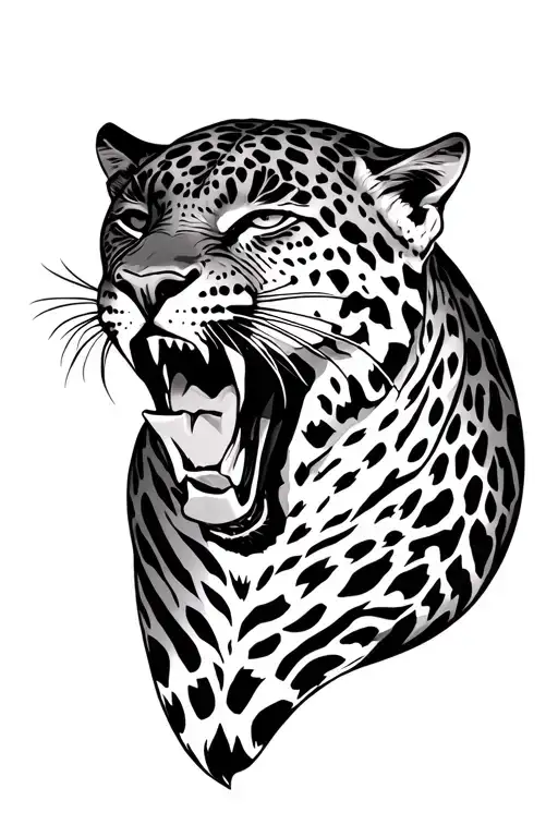 leopard growling shoulder piece tattoo design idea