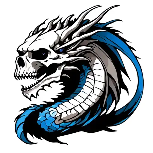 A tattoo of a dragon, a tribal tattoo, a skull tattoo and Kaiser's tattoo of Blue Lock tattoo design idea