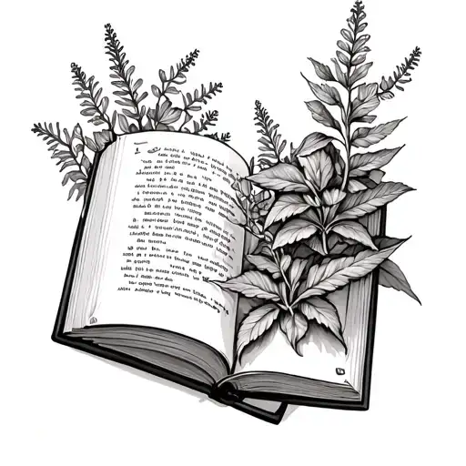 Hyssop and a book tattoo design idea