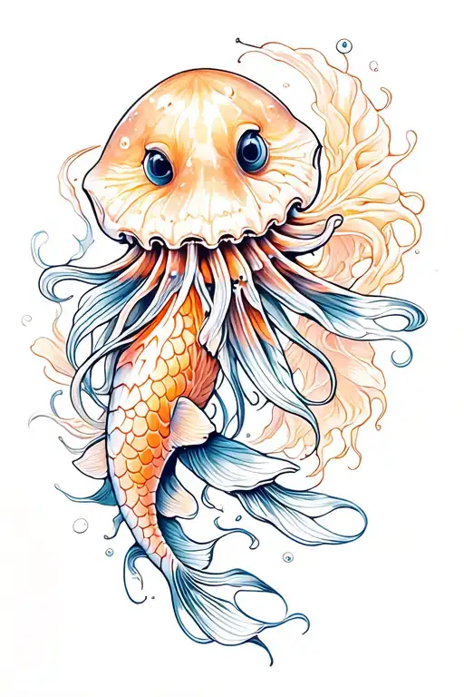 a patch work arm sleeve  tattoo the main peaces are an koi fish an octopus and a jelly fish but i want ornaments as fill tattoo design idea