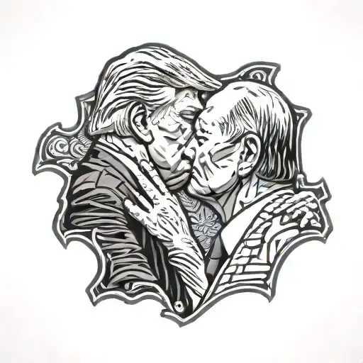 Donald trump kissing vladimir putin tattoo design idea