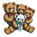 3 teddy bears with halos symbolizing baby loss child tattoo design idea