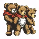 3 teddy bears with halos symbolizing baby loss child tattoo design idea