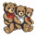 3 teddy bears with halos symbolizing baby loss child tattoo design idea