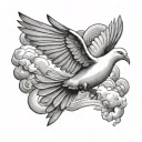 dove flying surrounded by clouds tattoo design idea