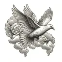 dove flying surrounded by clouds tattoo design idea