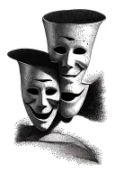 Comedy and tragedy masks tattoo design idea
