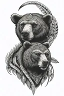 bear head on native warrior tattoo design idea