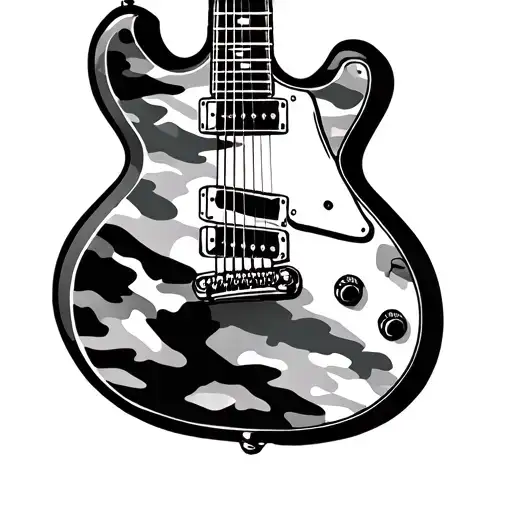 guitar pic camo tattoo design idea