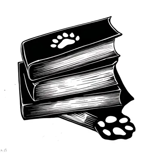Stack of Three Books	•	Top Book: A smaller bear paw print (“Bear” for your dad) resting natura tattoo design idea