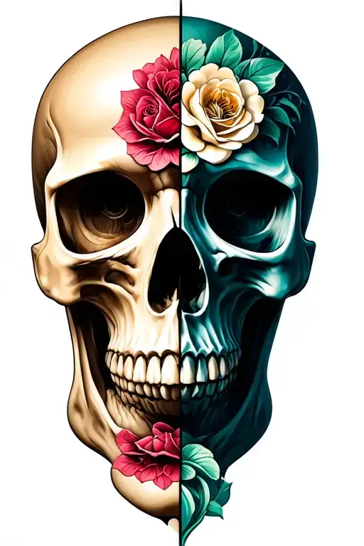 Half Face Half Skull tattoo design idea