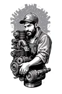 diesel mechanic working on an engine tattoo design idea
