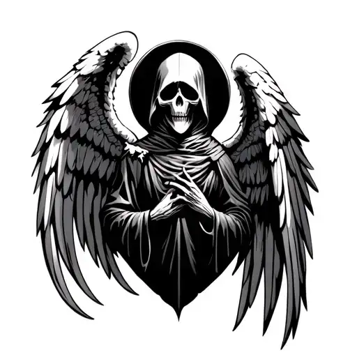 angel wings on grim reaper  tattoo design idea