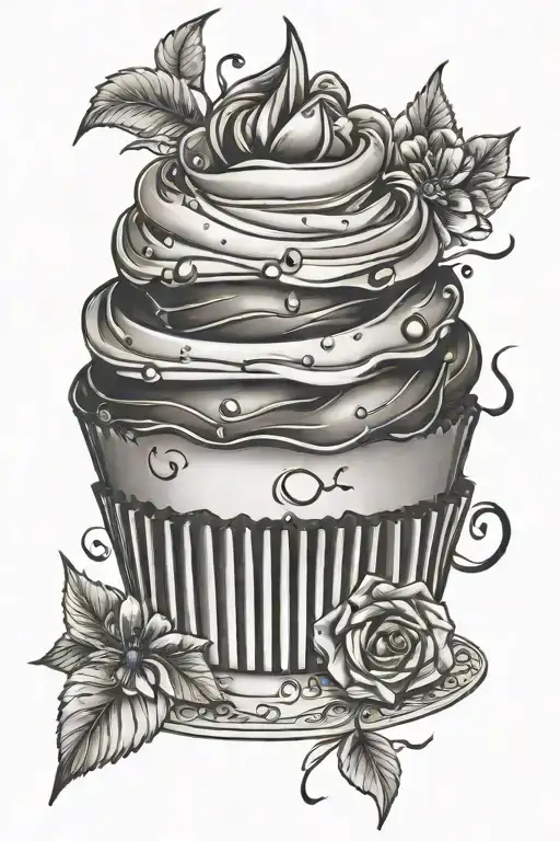 cupcake and makeup tattoo design idea