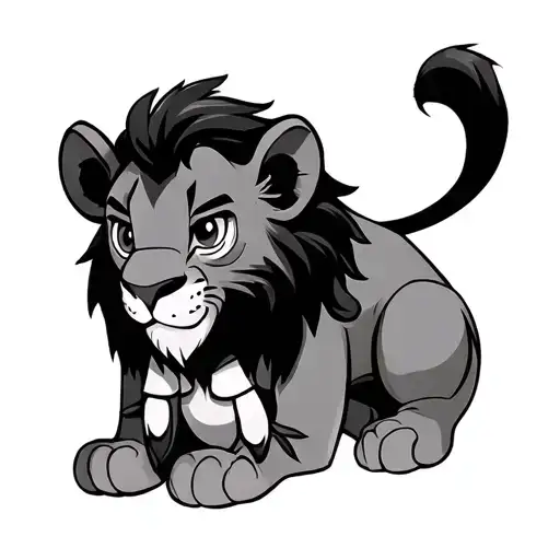 Simba who holds a Doudou Stich tattoo design idea