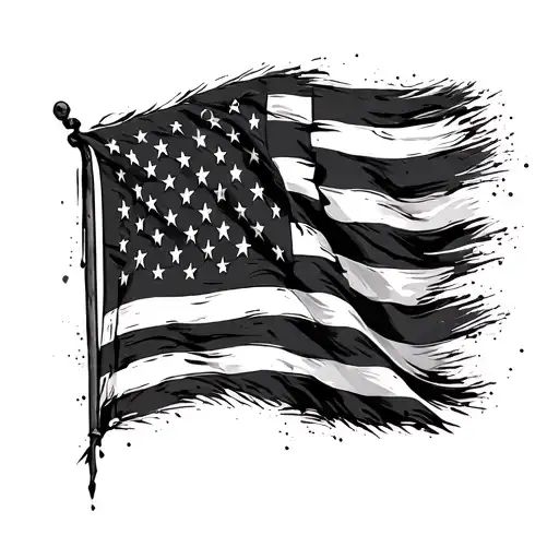 Tattered American Flag tattoo design idea