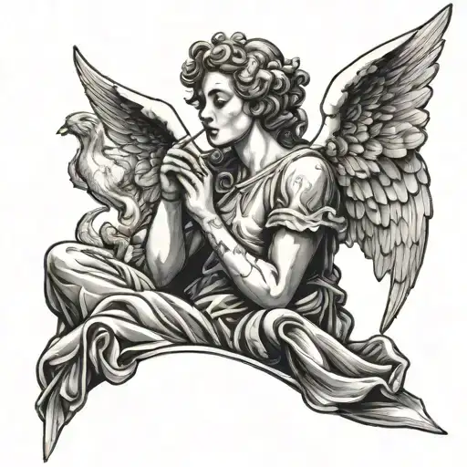 Angel Smoking tattoo design idea