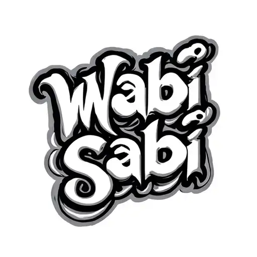 "Wabi-Sabi" Vector Retro Wavy Lines tattoo design idea
