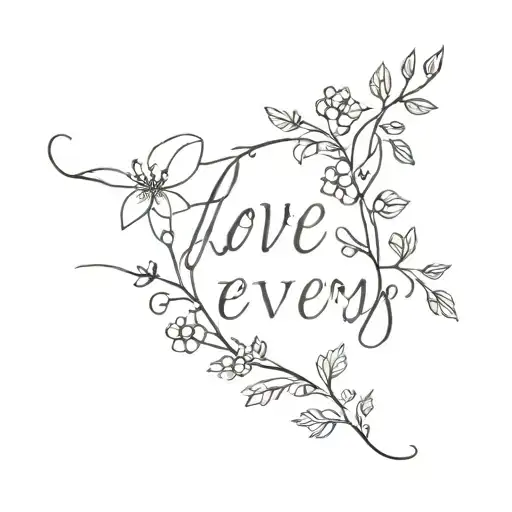 quote "love with every stranger" and vines or simple flowers tattoo design idea