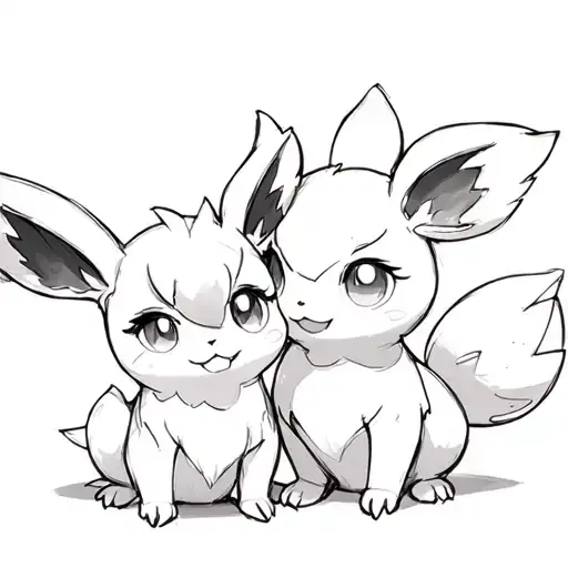 pokemon eevee and vulpix sitting next to each other tattoo design idea