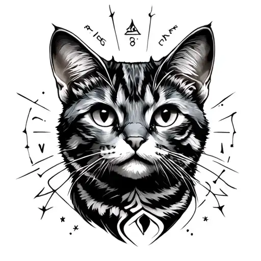 Cat, Aries zodiac sign, Guns Word written tattoo design idea
