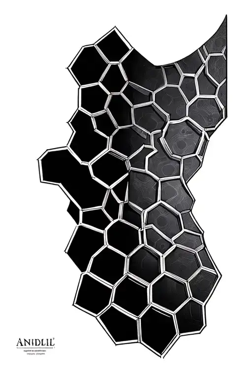 tesselating honeycomb hexagons on the shoulder, dwarven geometry on the arm tattoo design idea