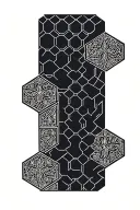 tesselating honeycomb hexagons on the shoulder, dwarven geometry on the arm tattoo design idea
