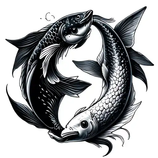 shark and koi fish yin yang tattoo design idea