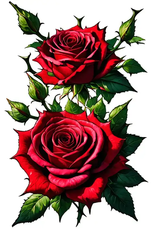 roses with thorns intertwined tattoo design idea