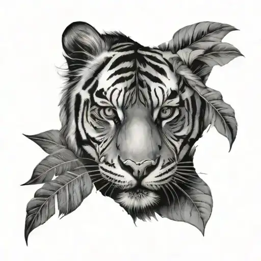 half woman half tiger face tattoo design idea