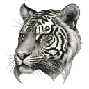 half woman half tiger face tattoo design idea