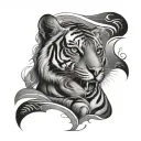 half woman half tiger face tattoo design idea
