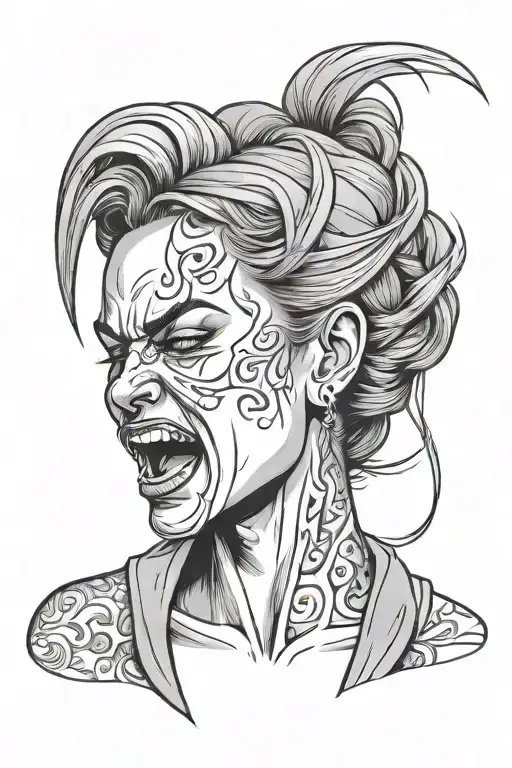 woman angry crying tattoo design idea