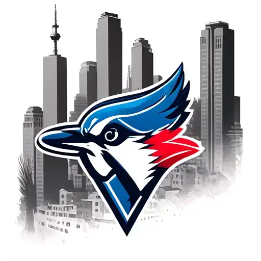 Toronto Blue jays logo with Toronto skyline in background  tattoo design idea