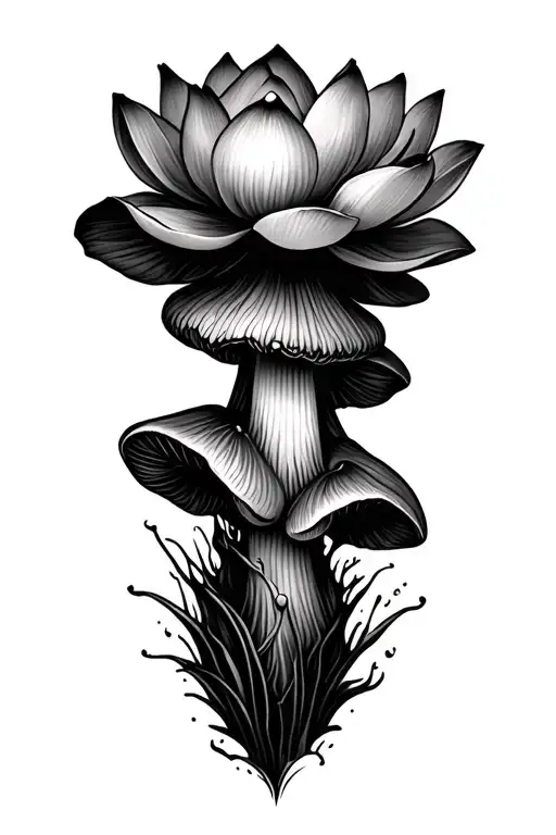 mushroom lotus tattoo design idea