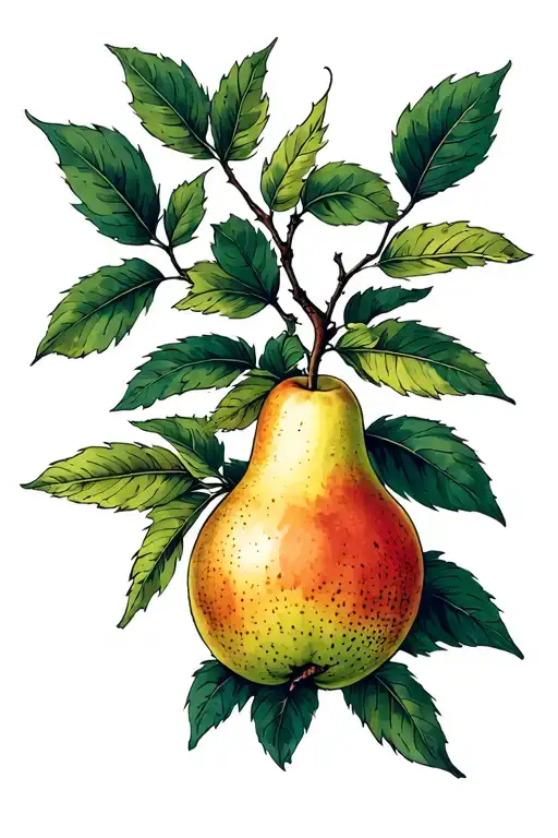 Nordic, pear tree, Virgo  tattoo design idea