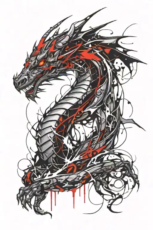 Dragon cyberpunk style tattoo design idea
