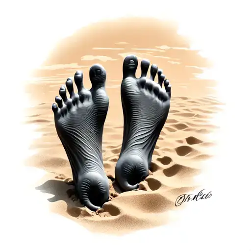 Footprints In The Sand tattoo design idea