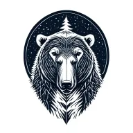 simple polar bear in the woods tattoo design idea