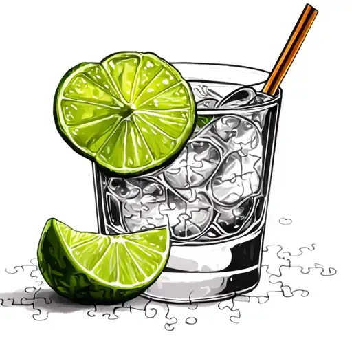 Jigsaw puzzle including tequila shot glass lime tattoo design idea