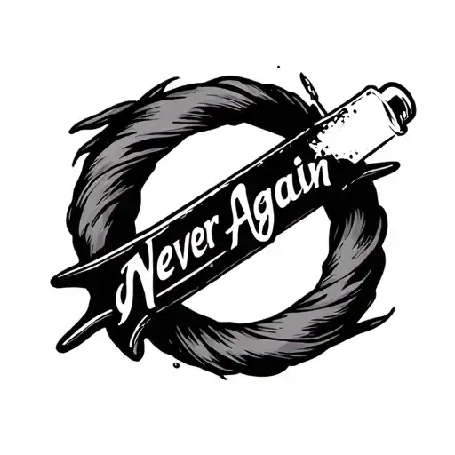 no alcohol addiction recovery symbol and never again  tattoo design idea