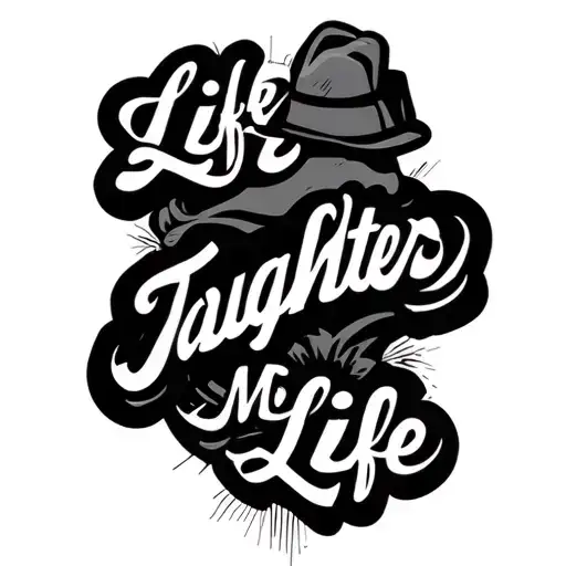 Design me a hustler themed tattoo which has a quote which says ‘Life Taught Me Life’ tattoo design idea