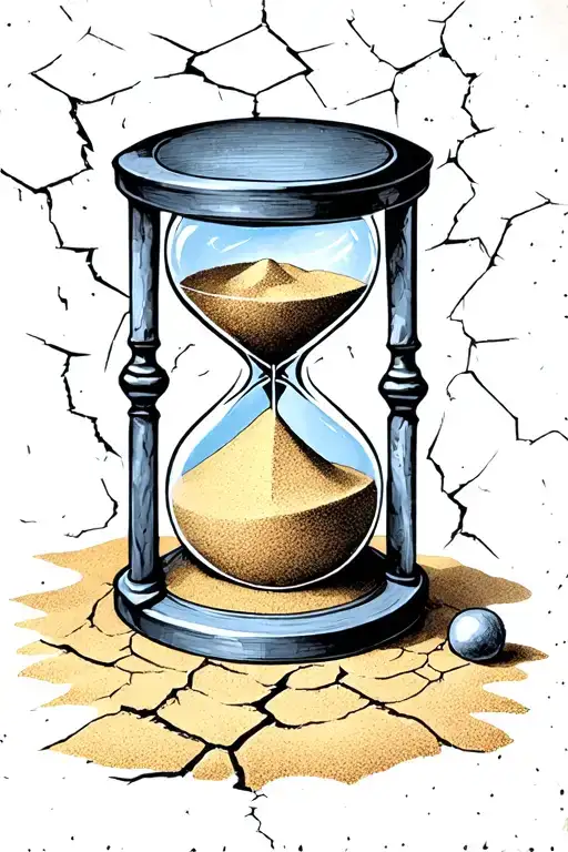 Cracked Hourglass sand running tattoo design idea