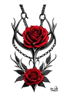 lucifer sigil necklace wrapped with red rose tattoo design idea